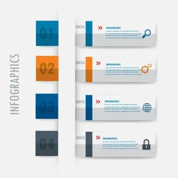 Infograohics design element label or banner can be used for workflow layout Stock Illustration
