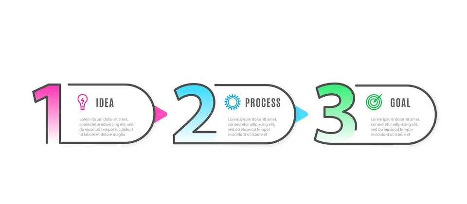 Infograph 3 steps elements. Business Infographic template with icons and 3 Stock Illustration