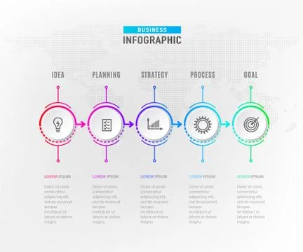 Infograph 5 steps element. Circle graphic chart diagram, business timeline 스톡 일러스트
