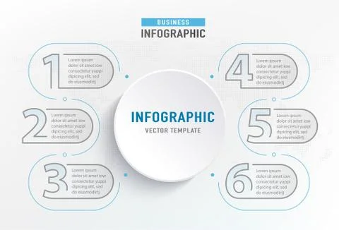 Infograph 6 step element. Circle graphic chart diagram, business graph design Stock Illustration