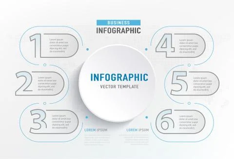 Infograph 6 step element. Circle graphic chart diagram, business graph design Stock Illustration