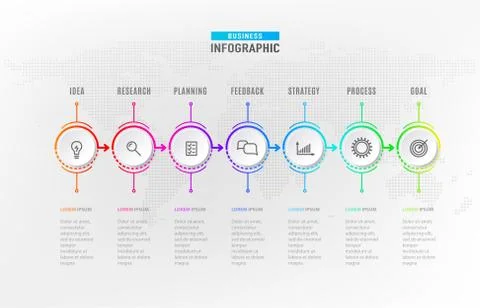 Infograph steps element. Circle graphic chart diagram, business timeline graphic Stock Illustration