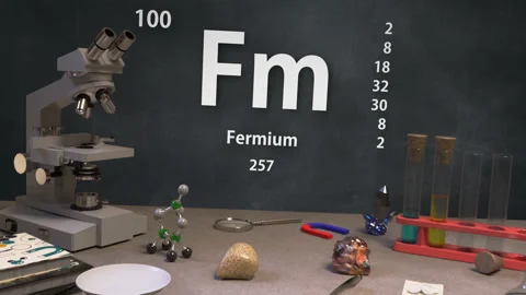 Infographic of 100 Element Fm Fermium of the Periodic Table Stock Footage 138713065