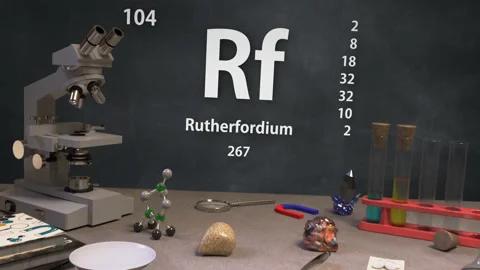 Infographic of 104 Element Rf Rutherfordium of the Periodic Table Stock Footage 138713104