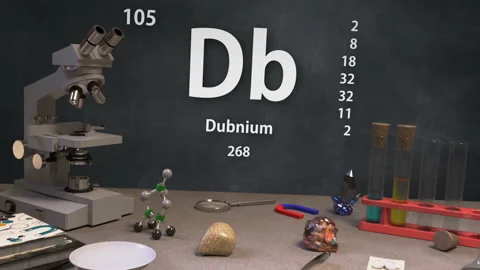 Infographic of 105 Element Db Dubnium of the Periodic Table Stock Footage 138713105