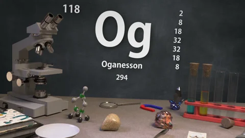 Infographic of 118 Element Og Oganesson of the Periodic Table Stock Footage 138713179