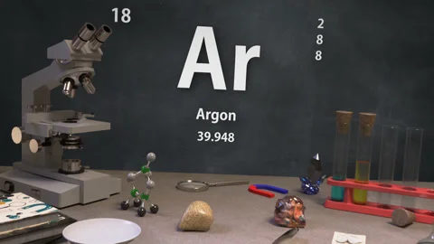 Infographic of 18 Element Ar Argon of the Periodic Table Stock Footage 138712785