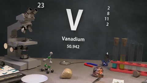 Infographic of 23 Element V Vanadium of the Periodic Table Stock Footage 138712798