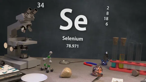 Infographic of 34 Element Se Selenium of the Periodic Table Stock Footage 138712830