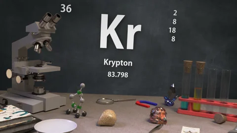 Infographic of 36 Element Kr Krypton of the Periodic Table Stock Footage 138712833