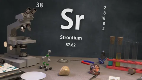 Infographic of 38 Element Sr Strontium of the Periodic Table Stock Footage 138712856