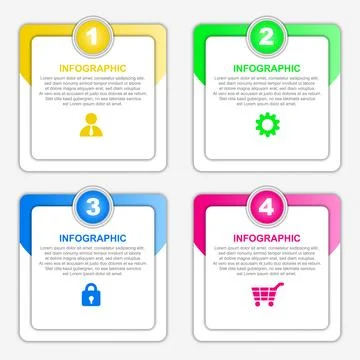 Infographic 4 design elements for your business data. Vector illustration. 스톡 일러스트