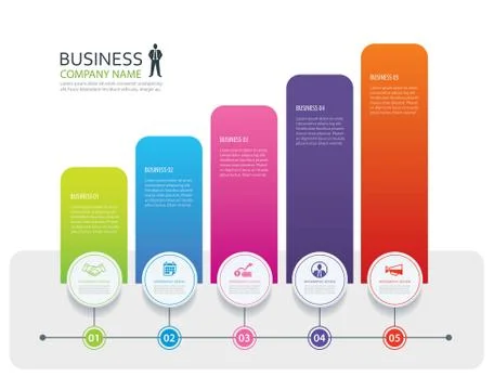 Infographic 5 tab design vector and marketing template business. Can be use.. Stock Illustration