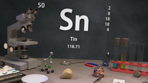 Infographic of 50 Element Sn Tin of the Periodic Table Stock Footage 138712912