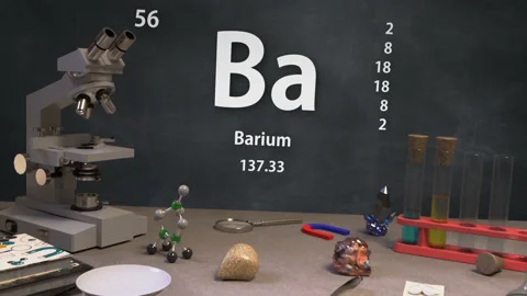 Infographic of 56 Element Ba Barium of the Periodic Table Stock Footage 138712923