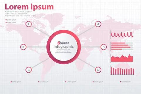 Infographic 6 options template Stock Illustration