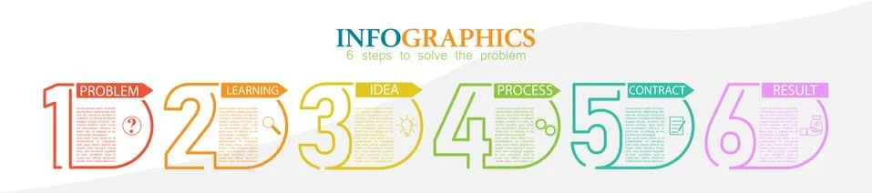 Infographic, 6 steps of problem solving for business, Finance and marketing 스톡 일러스트