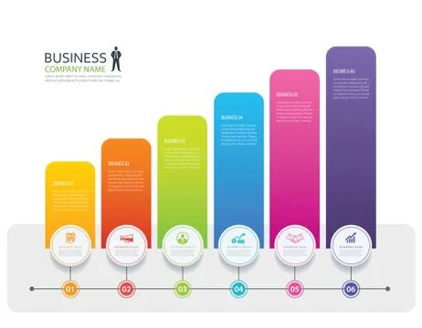 Infographic 6 tab design vector and marketing template business. Can be use.. Stock Illustration