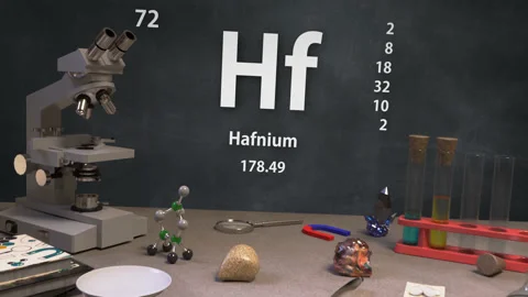 Infographic of 72 Element Hf Hafnium of the Periodic Table Stock Footage 138712977