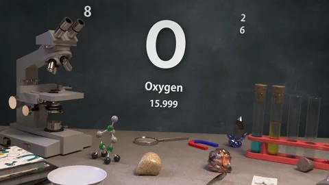 Infographic of 8 Element O Oxygen of the Periodic Table Stock Footage 138712731