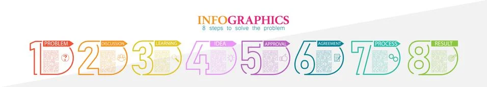 Infographic, 8 steps of problem solving for business, Finance and marketing 스톡 일러스트