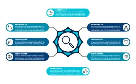 Infographic 8 steps process timeline chart design vector template Stock Illustration