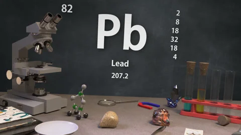 Infographic of 82 Element Pb Lead of the Periodic Table Stock Footage 138713005