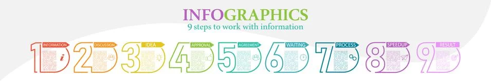 Infographic, 9 steps of problem solving for business, Finance and marketing 스톡 일러스트