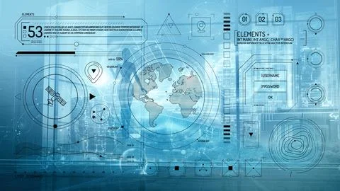 Infographic about satellite data collection on futuristic background. Stock Illustration