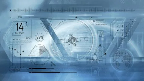 Infographic about satellite data on space background. 스톡 일러스트