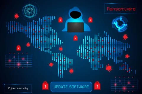 Infographic abstract technology concept information of ransomware alert Stock-Illustration