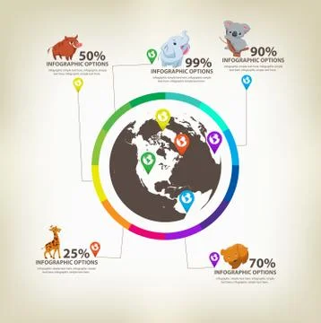 Infographic animals Design Elements Vector Illustrazione stock