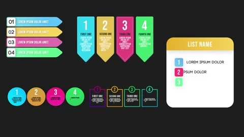 Infographic Animated Lists V2 After Effects stock