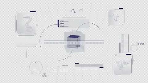 Infographic animation on the theme of robotics and digital manufacturing 스톡 동영상 303433755