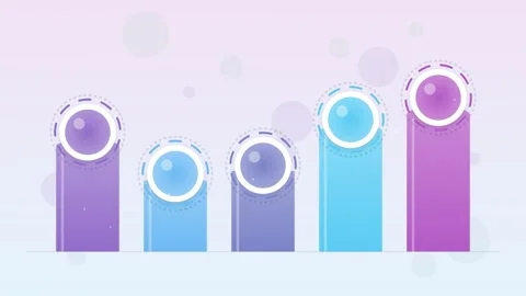 Infographic Bar Chart with Circles - Data Visualization, Statistics, Growth.. Stock Footage 346660946