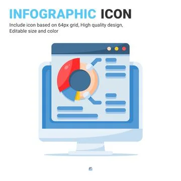 Infographic bars chart in website or desktop flat style icon design isolated Illustrazione stock