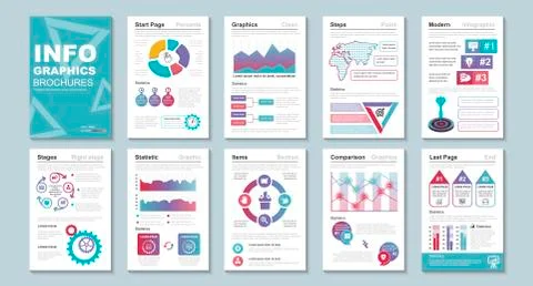 Infographic brohucres data visualization vector Illustrazione stock