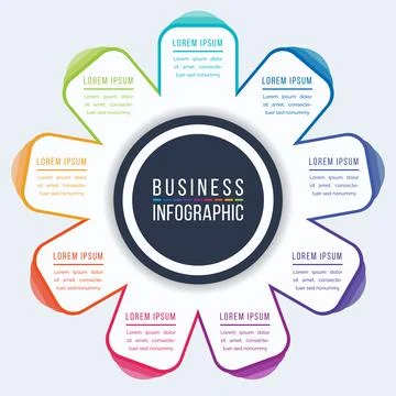 Infographic business design 9 Steps, objects, elements or options business info 库存插图
