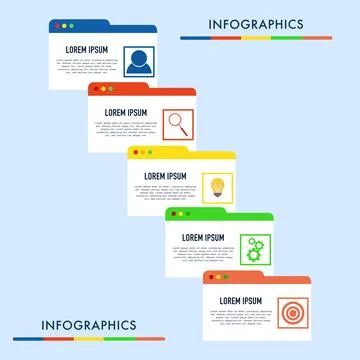 Infographic business process steps with 5 options business data visualization Illustrazione stock