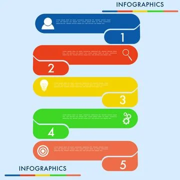 Infographic business process steps with 5 options business data visualization Illustrazione stock