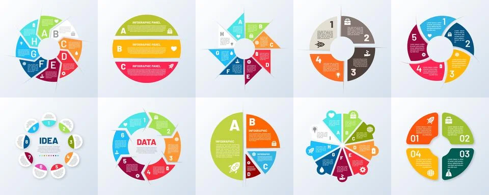 Infographic chart. 8 step graph. Information diagram. Circular infochart pa.. Stock Illustration