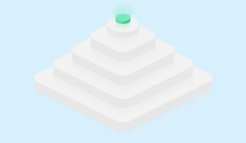 Infographic chart elements. Isometric business 3d white pyramid. Green top le Stock Illustration