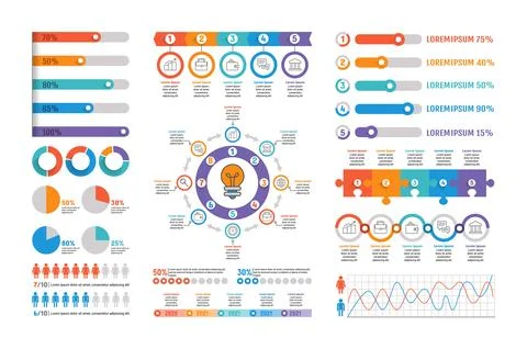 Infographic chart. Graph colorful elements, graphic business, presentation 스톡 일러스트