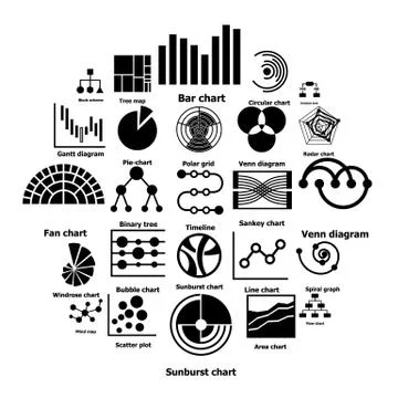 Infographic chart types icons set, simple style Ilustración de archivo