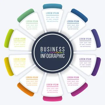 Infographic circle design 10 Steps, objects, elements or options business info Stock Illustration