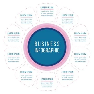 Infographic circle design 10 steps, objects, options or elements business info Stock Illustration