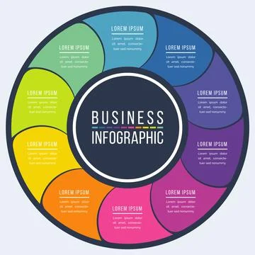 Infographic circle design 10 Steps, objects, elements or options business info Stock Illustration