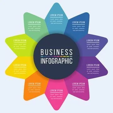 Infographic circle design 10 steps, objects, elements or Options infographic Stock Illustration