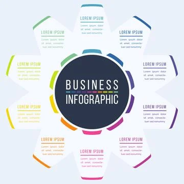 Infographic circle design 10 steps, objects, elements or Options infographic Stock Illustration
