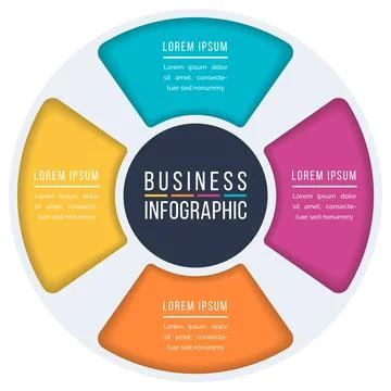 Infographic circle design 4 Steps, objects, elements or options business info Stock Illustration